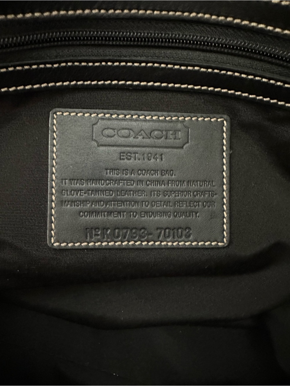 COACH Black Leather Messenger Bag with Contrast Stitching